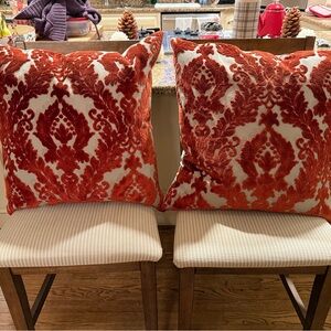 Red Velvet Damask Decorative Throw Pillows - COVERS ONLY!